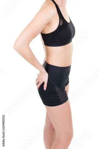 Body of a fit woman sport, fitness, diet, weight loss and healthcare concept