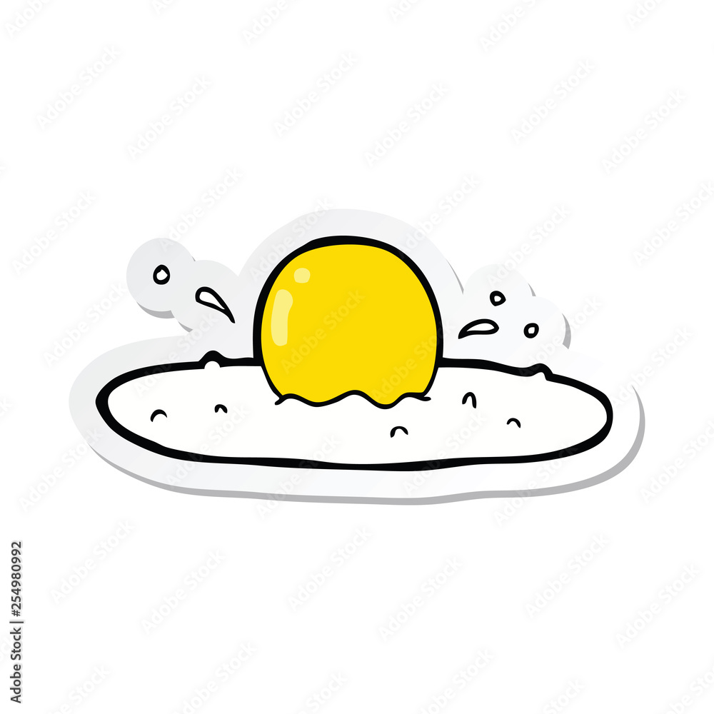 sticker of a cartoon fried egg sticker of a cartoon fried egg