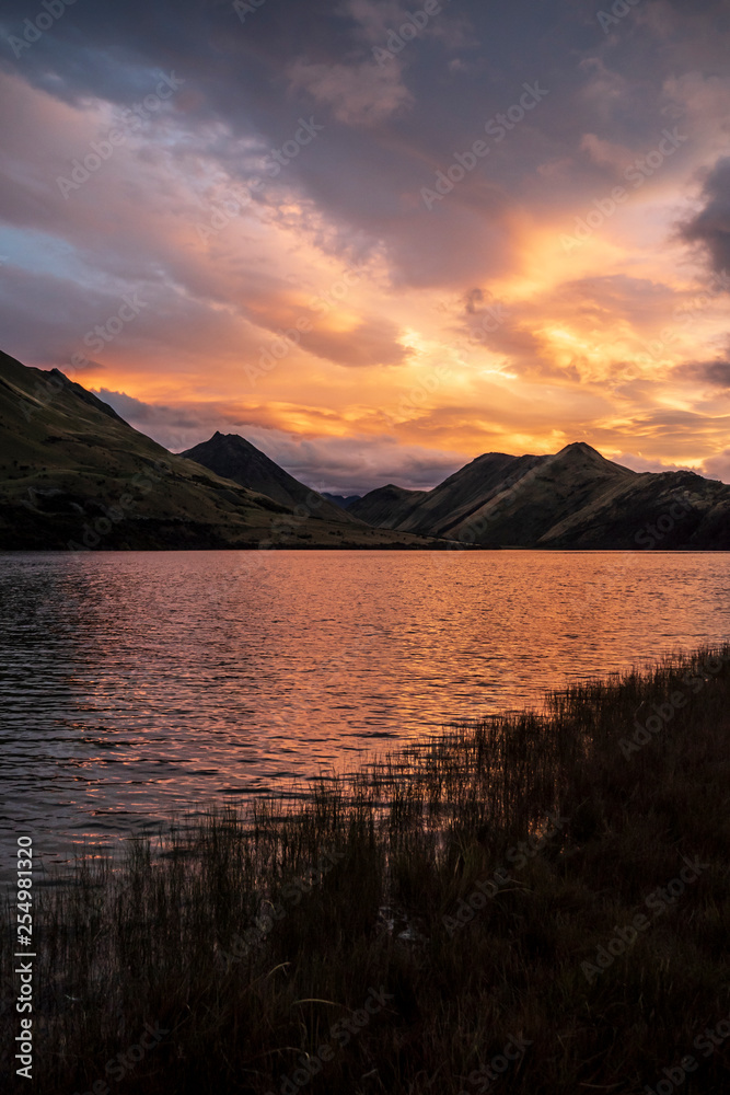 Sunset on Lake Moke at Queenstown, South Island, New Zealand 2