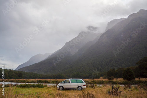 Tourist Car at Milford Sound, South Island of New Zealand 1 © Bigrain.stock