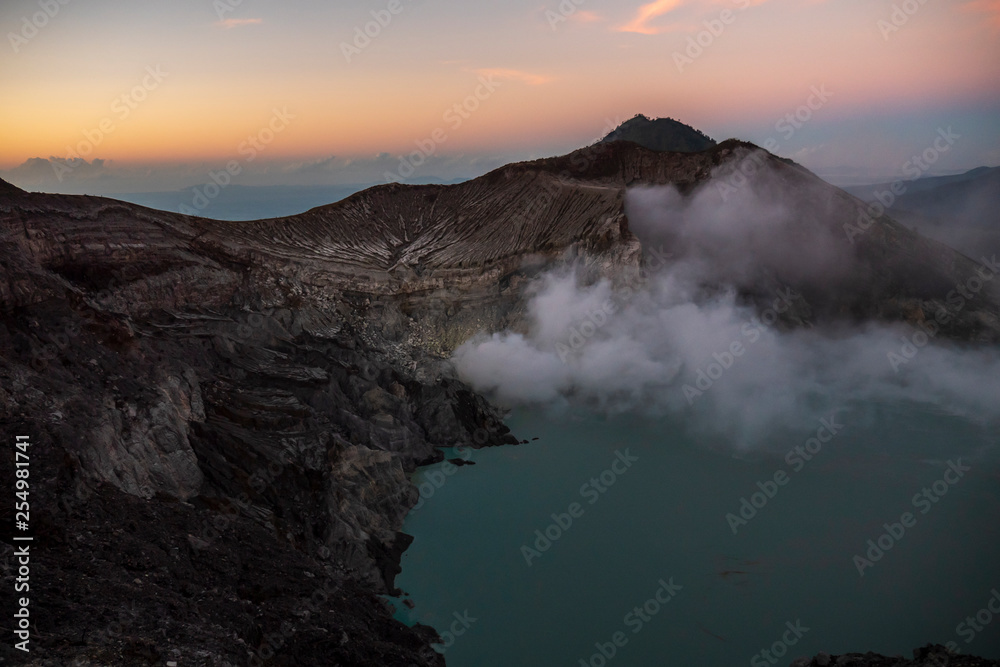 Sulfuric Crater Lake in Kawah Ijen Volcano, Java Island 3