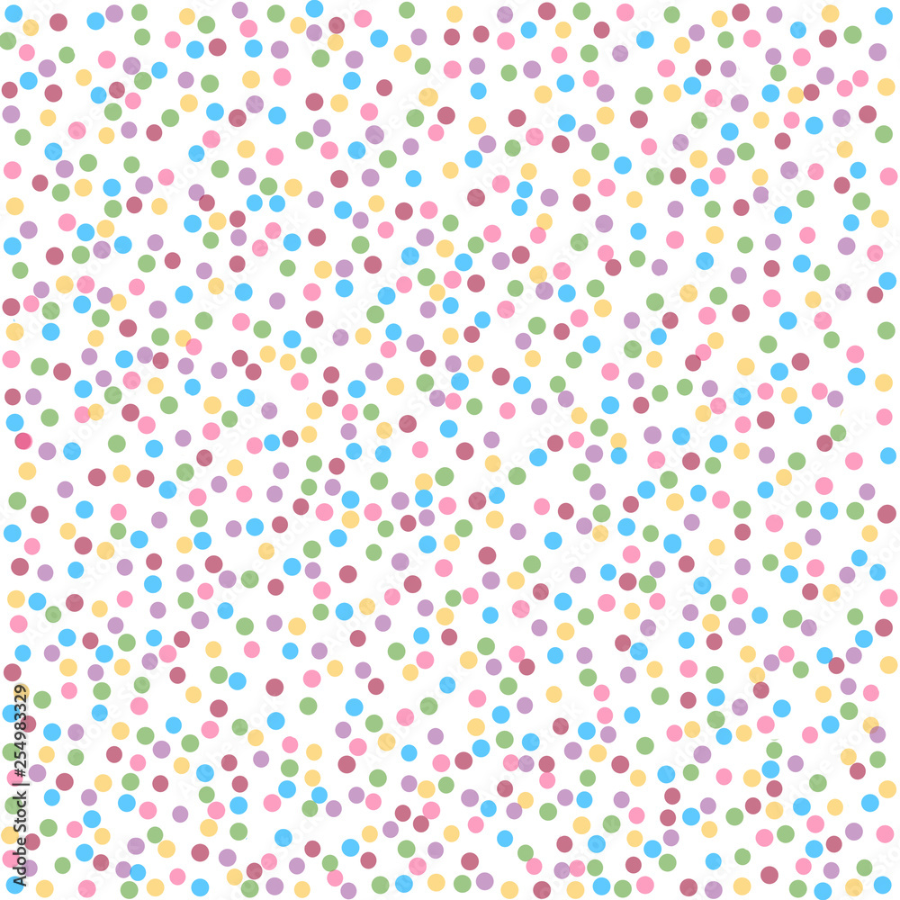 Colorful pastel polka dots pattern on white background