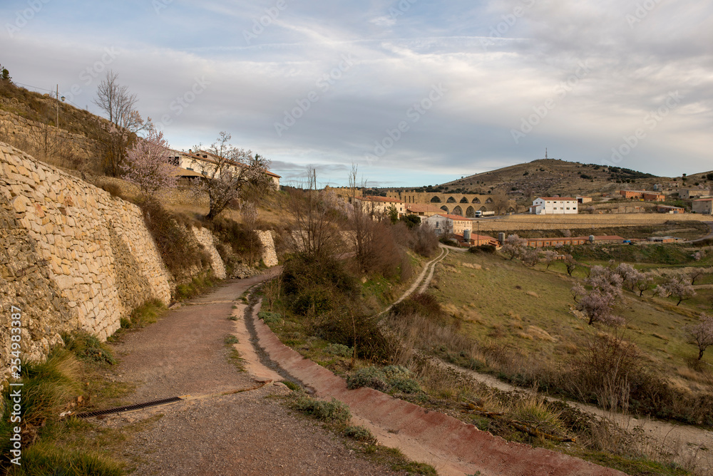 The town of Morella on top of the mountain The town of Morella on top of the mountain