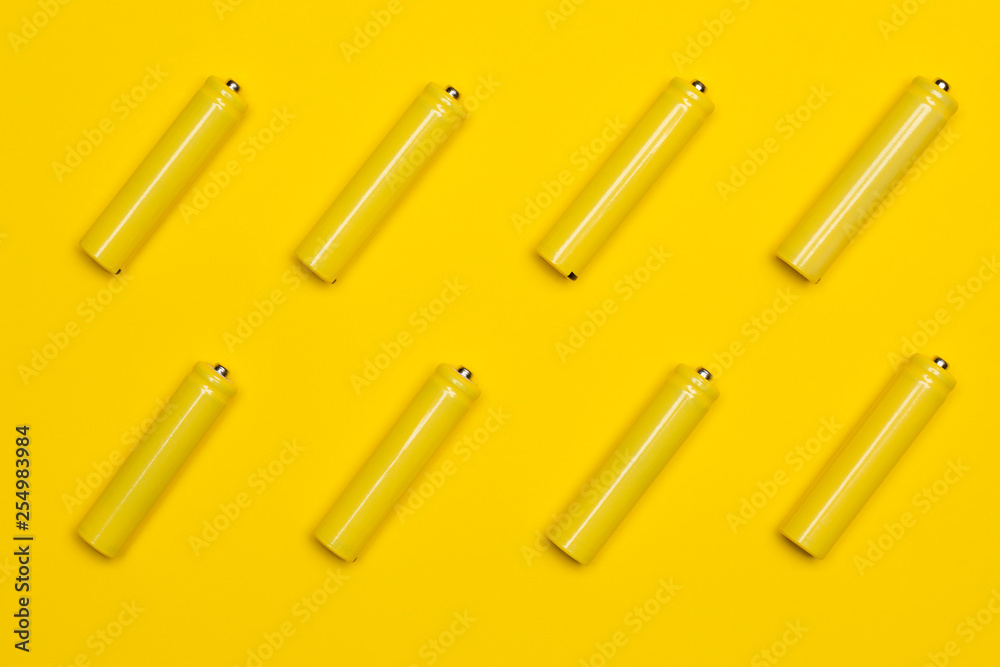 Yellow alkaline batteries colorful pattern