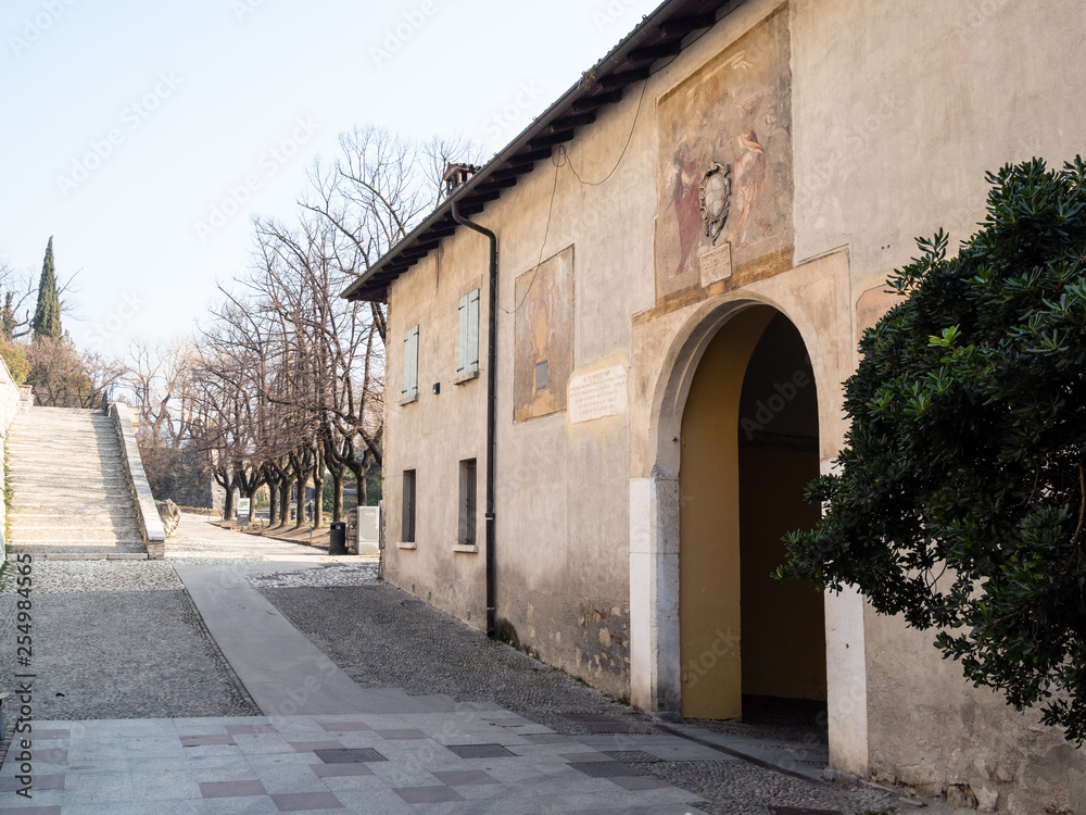 public park of medieval fortress Castello Brescia