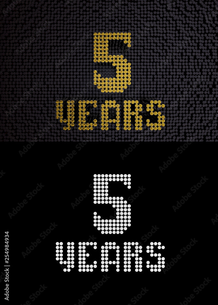 Golden number five years. 3D render Golden number five years. 3D render