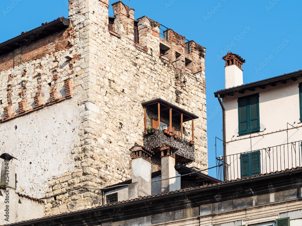top of medieval tower Torre Bruciata in Brescia