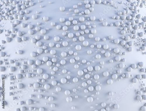 Fototapeta Naklejka Na Ścianę i Meble -  Abstract background with a lot of spheres with random scale on the white plane. 3d render illustraion