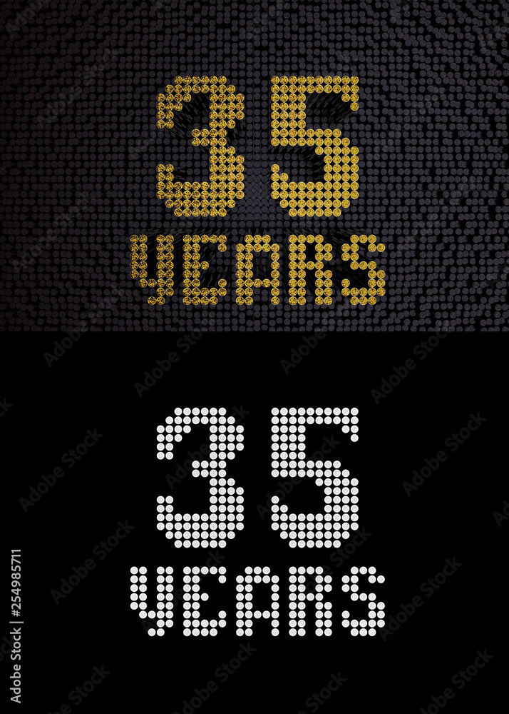 Golden number thirty-five years. 3D render Golden number thirty-five years. 3D render