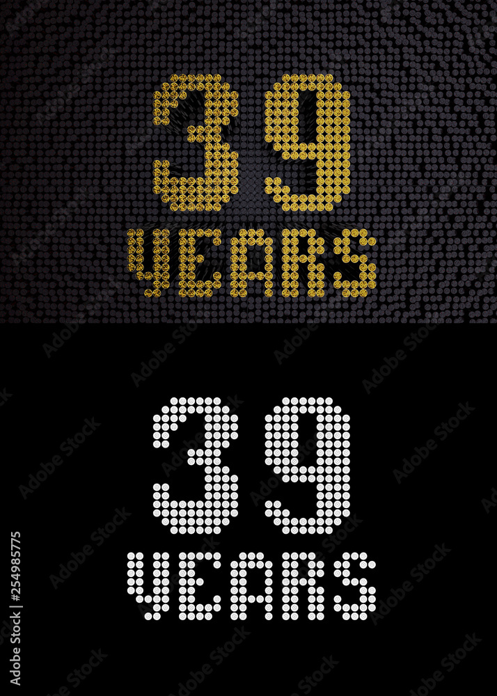 Golden number thirty-nine years. 3D render Golden number thirty-nine years. 3D render