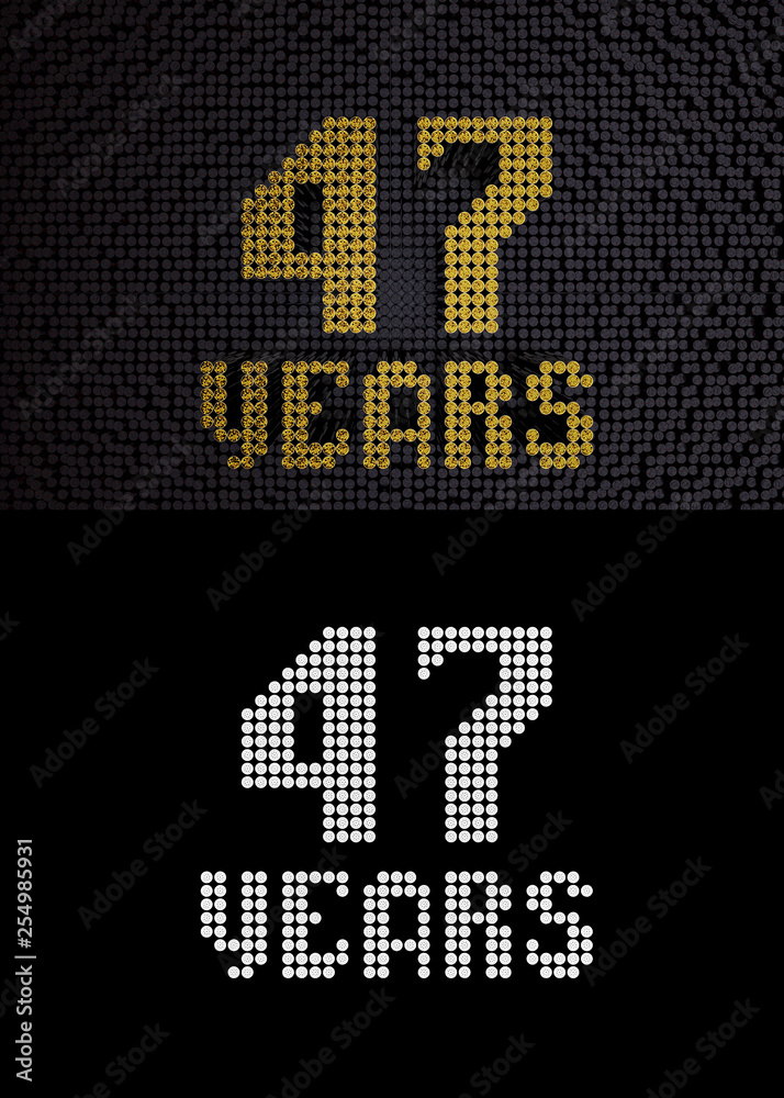 Golden number forty-seven years. 3D render Golden number forty-seven years. 3D render