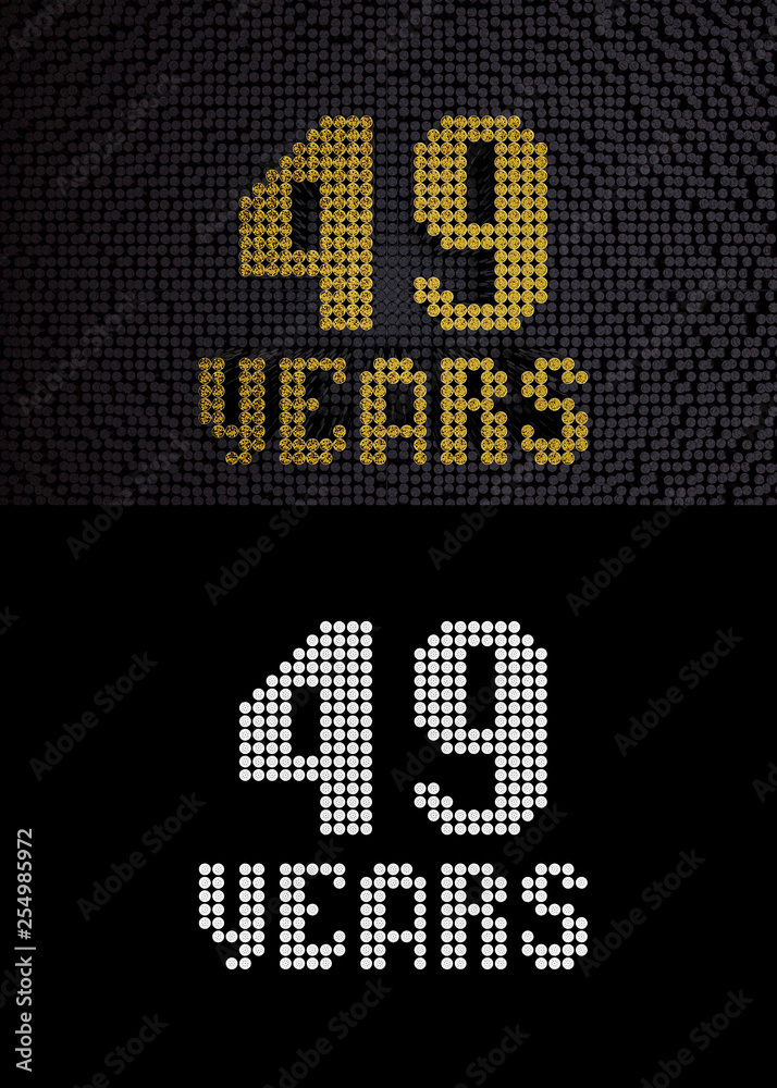 Golden number forty-nine years. 3D render