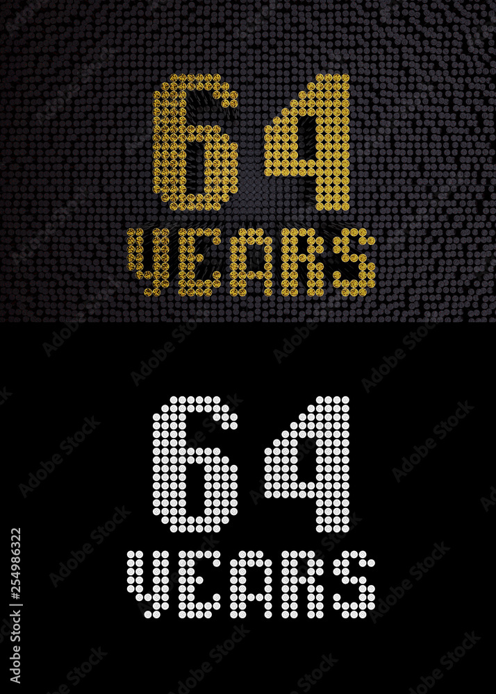 Golden number sixty-four years. 3D render Golden number sixty-four years. 3D render