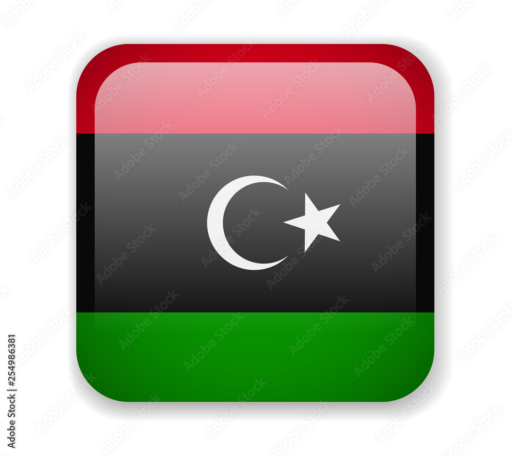 Libya flag bright square icon on a white background Libya flag bright square icon on a white background