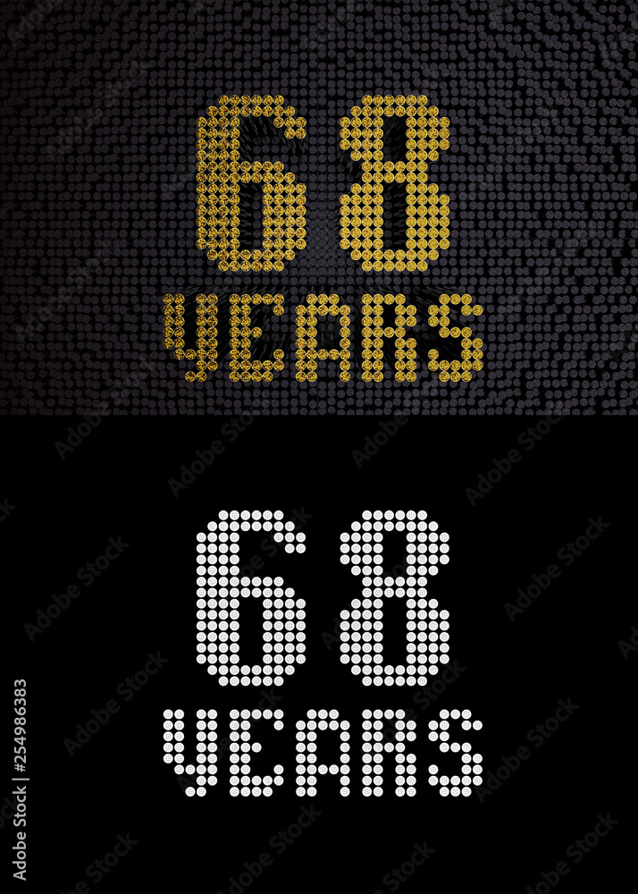 Golden number sixty-eight years. 3D render