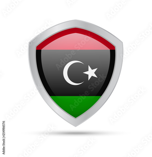 Shield with Libya flag on white background. Free Download Shield with Libya flag on white background. - GFXLoad