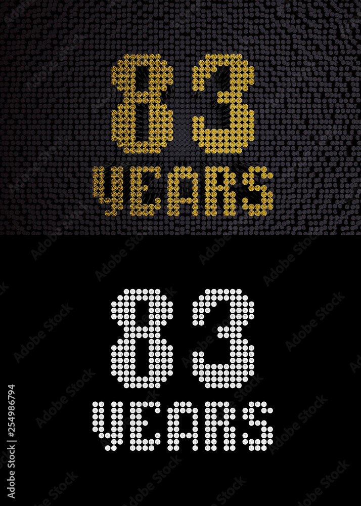 Golden number eighty-three years. 3D render