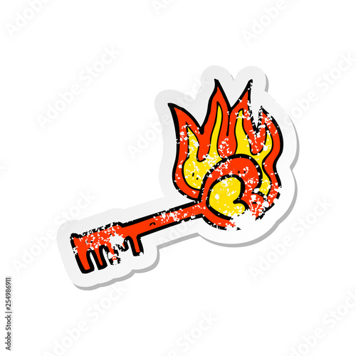 retro distressed sticker of a cartoon heart shaped key