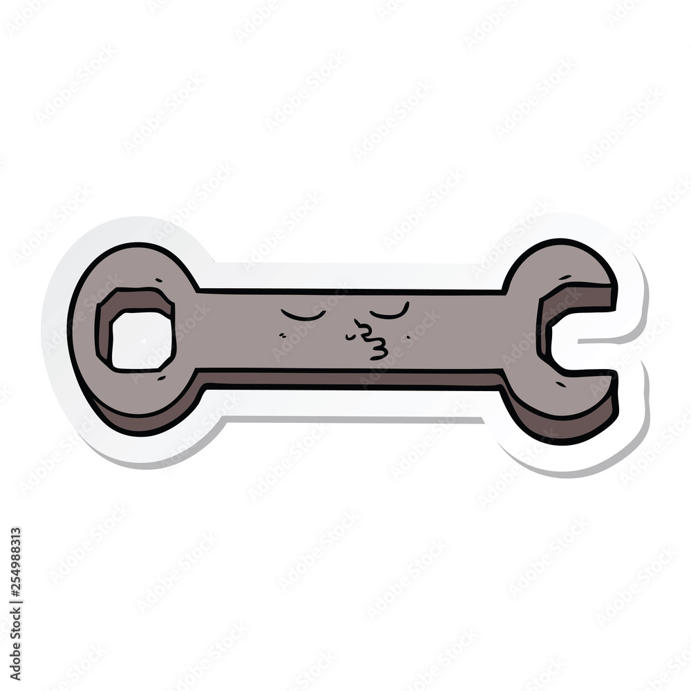 sticker of a cartoon spanner sticker of a cartoon spanner
