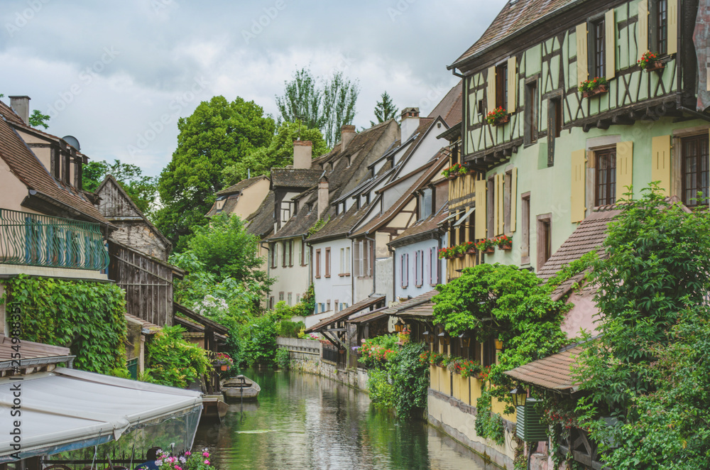 traditional houses in canal in mulhouse, france