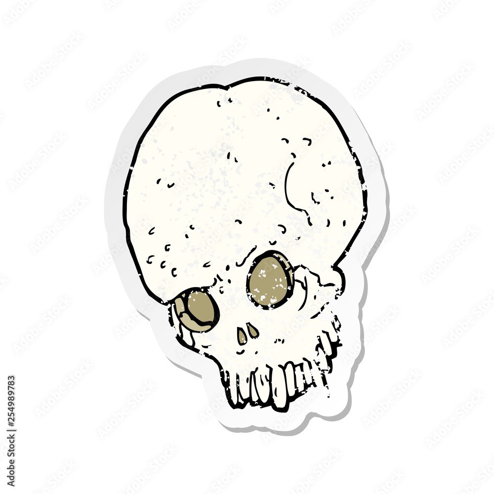 retro distressed sticker of a cartoon spooky skull retro distressed sticker of a cartoon spooky skull