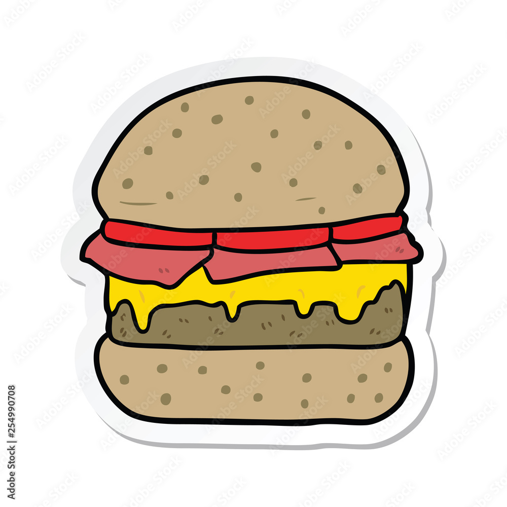 sticker of a cartoon burger sticker of a cartoon burger