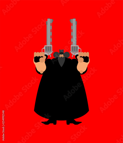 Cowboy Bandit and gun. Wild West gunfighter. Western man