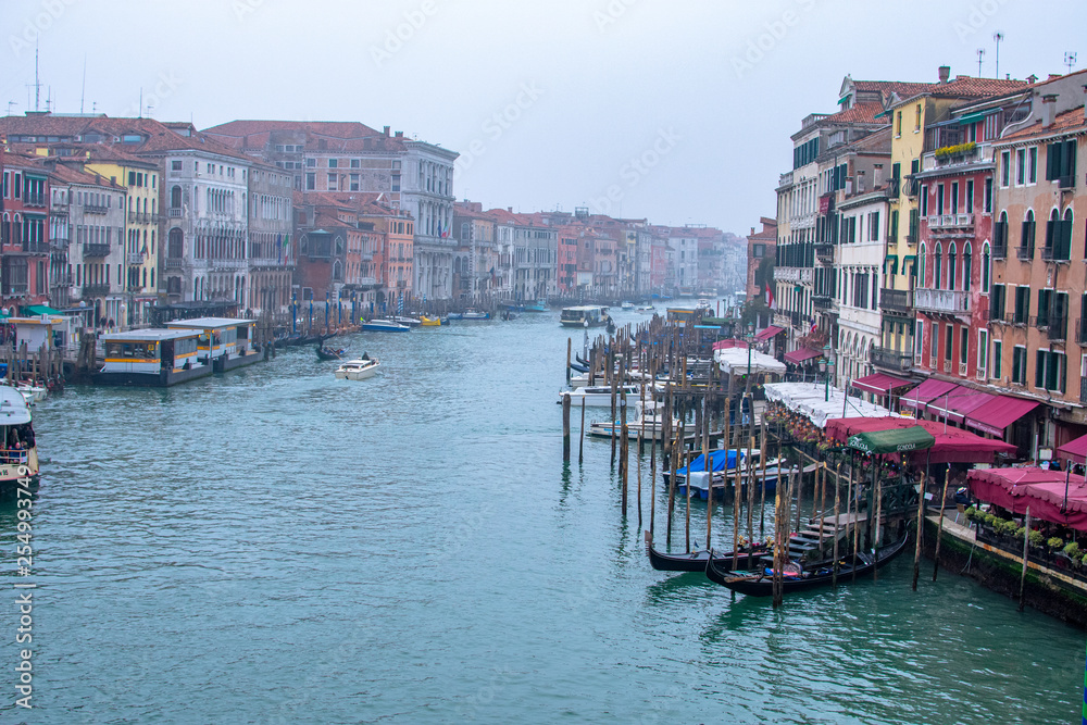 Venice / Italy 19 february 2019 :view of the Canal in Venice from Rialto bridge