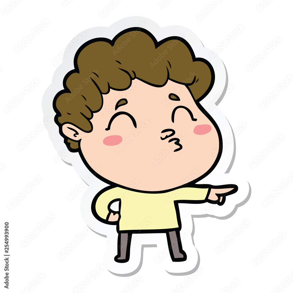 sticker of a cartoon man pouting sticker of a cartoon man pouting