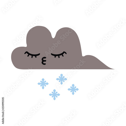 flat color retro cartoon storm snow cloud
