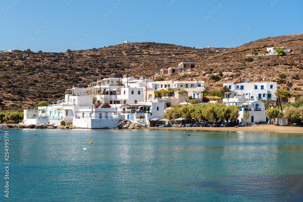 The picturesque seaside village of Faros with beautiful white architecture. Sifnos, Greece