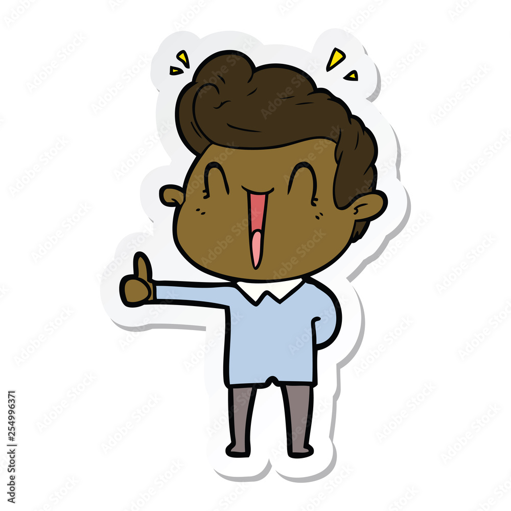 sticker of a cartoon excited man sticker of a cartoon excited man
