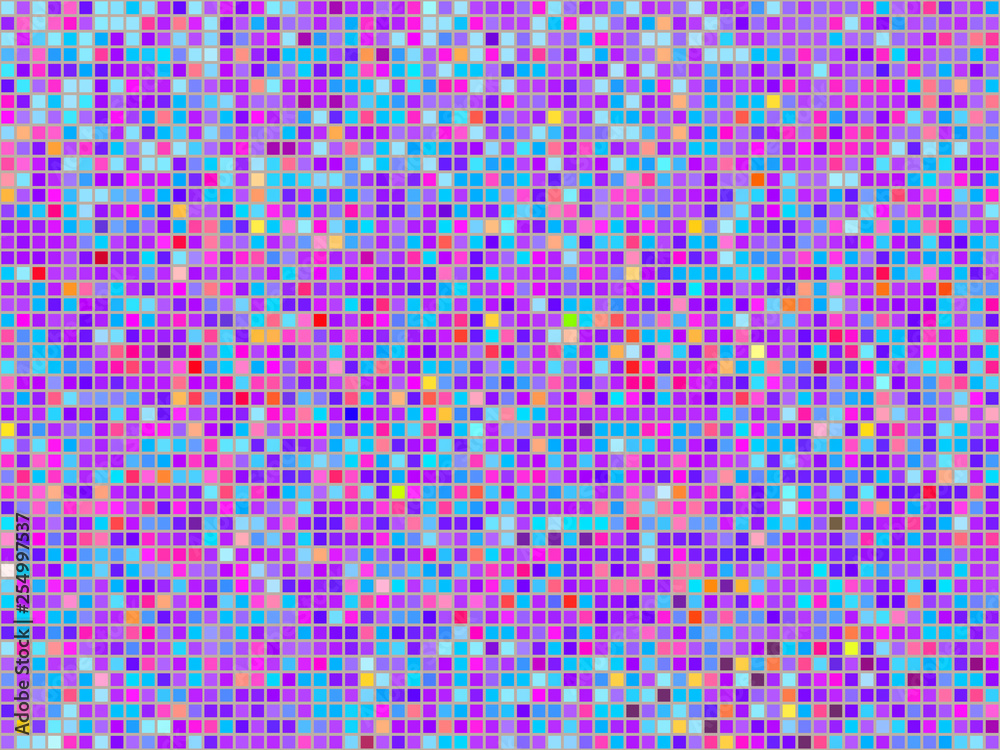 Square pixel mosaic. Light multicolored tile background