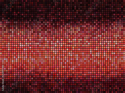 Red abstract lights disco background. Square pixel mosaic