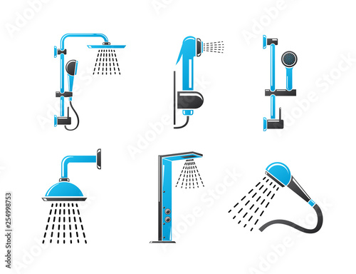 Vector icons. Bath shower set photo