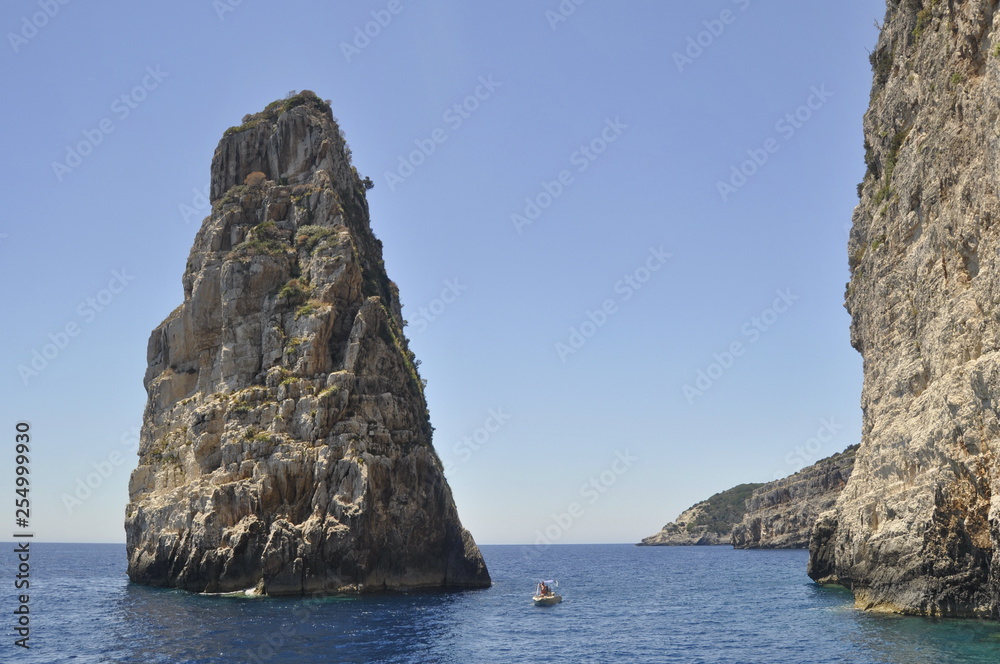 Rock in the sea near Paxos in Greece