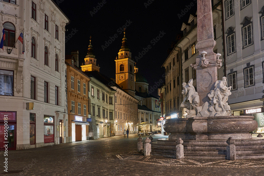 Robba's fountain representing the Three  Carniolan rivers, Ljubljana city centre, Slovenia