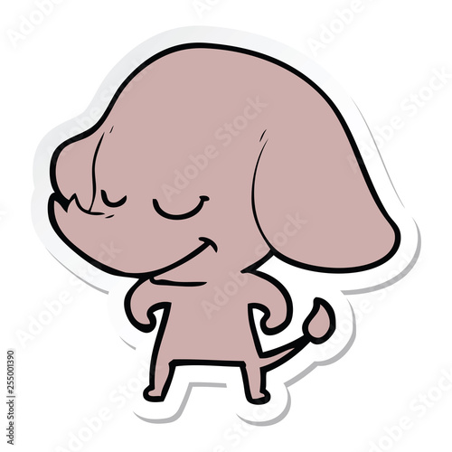 sticker of a cartoon smiling elephant