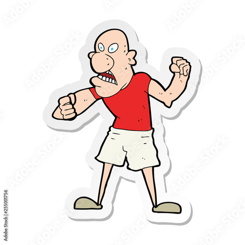 sticker of a cartoon violent man