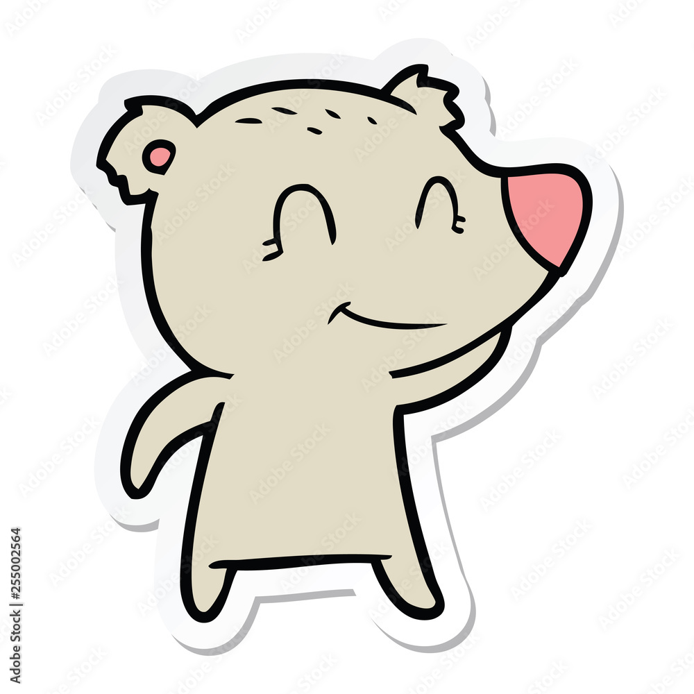 sticker of a smiling bear cartoon sticker of a smiling bear cartoon