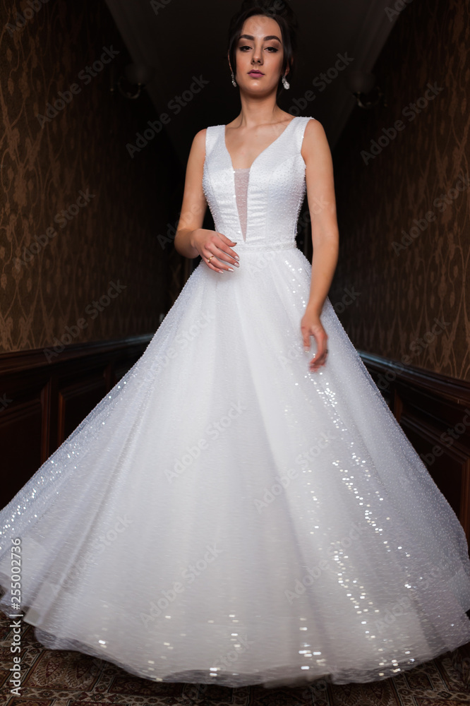 Young beautiful bride in antique interior Young beautiful bride in antique interior