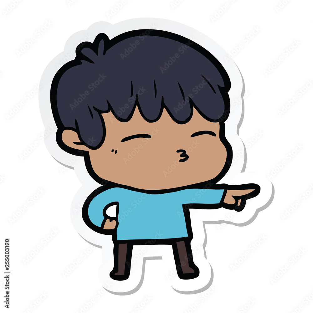 sticker of a cartoon curious boy sticker of a cartoon curious boy