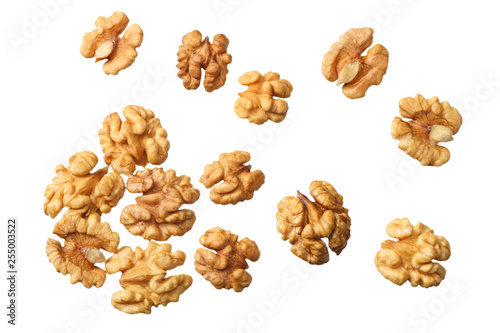 walnuts isolated on white background top view