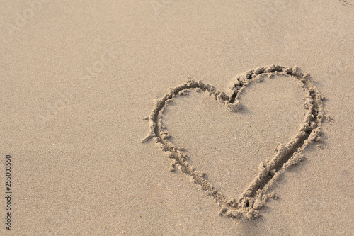 Heart on the Sand in the Beach.