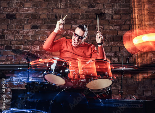 Emotional drummer plays at ...