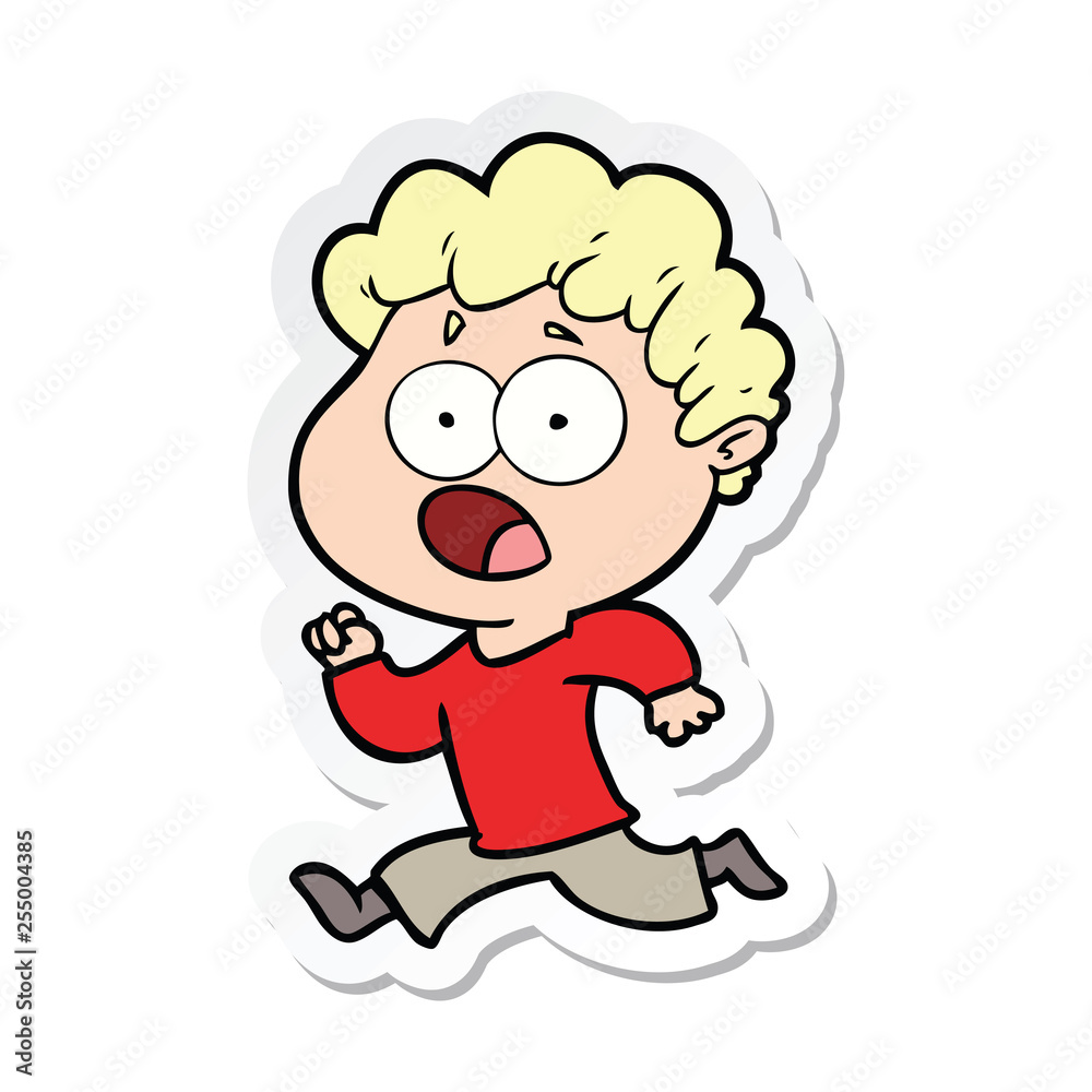 sticker of a cartoon man gasping in surprise sticker of a cartoon man gasping in surprise