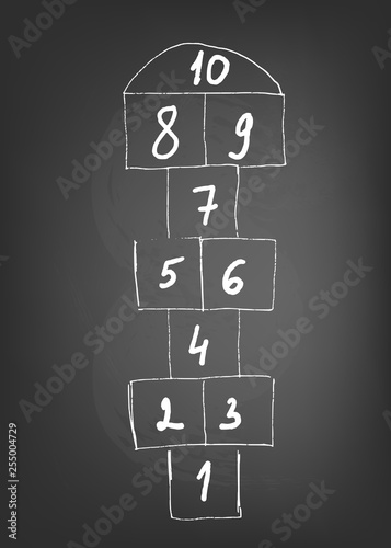 Vector illustration with hopscotch game.