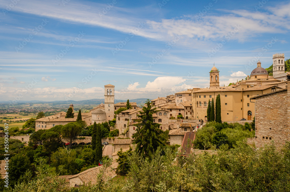 Assisi panoramic view in summer