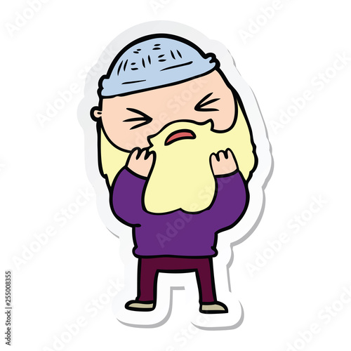 sticker of a cartoon man with beard
