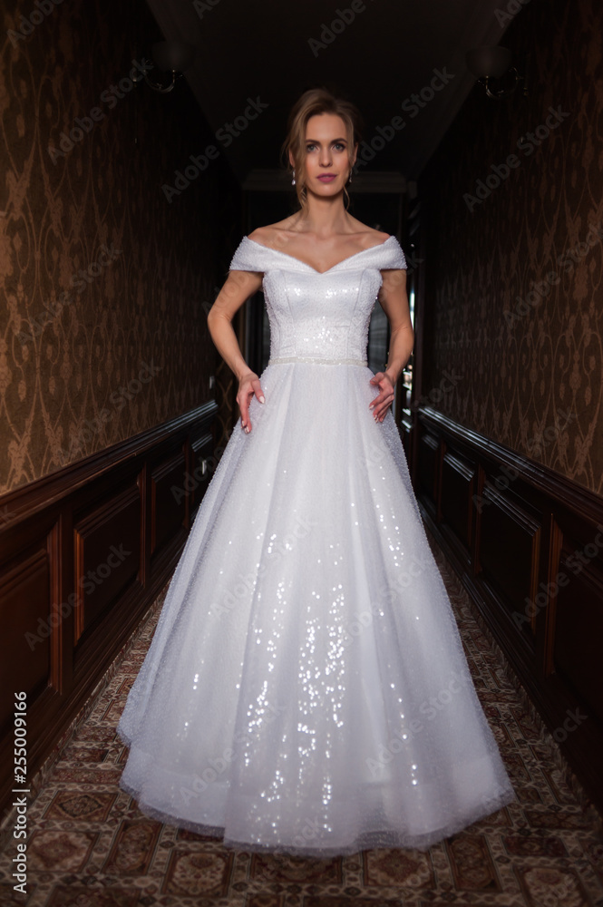 Bride.Young fashion model with perfect skin and make up brown background curly hair Bride.Young fashion model with perfect skin and make up brown background curly hair